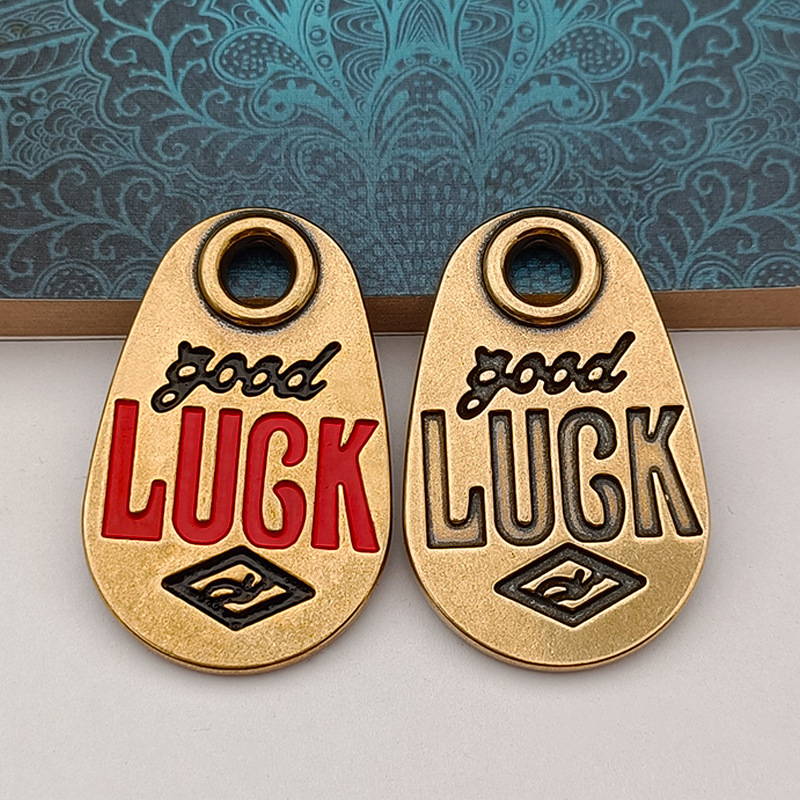 Brass Lucky Brand Car Keychain Pendant Smiley Lucky Bag Pendant LUCK Retro European and American Creative Hanging Ornaments