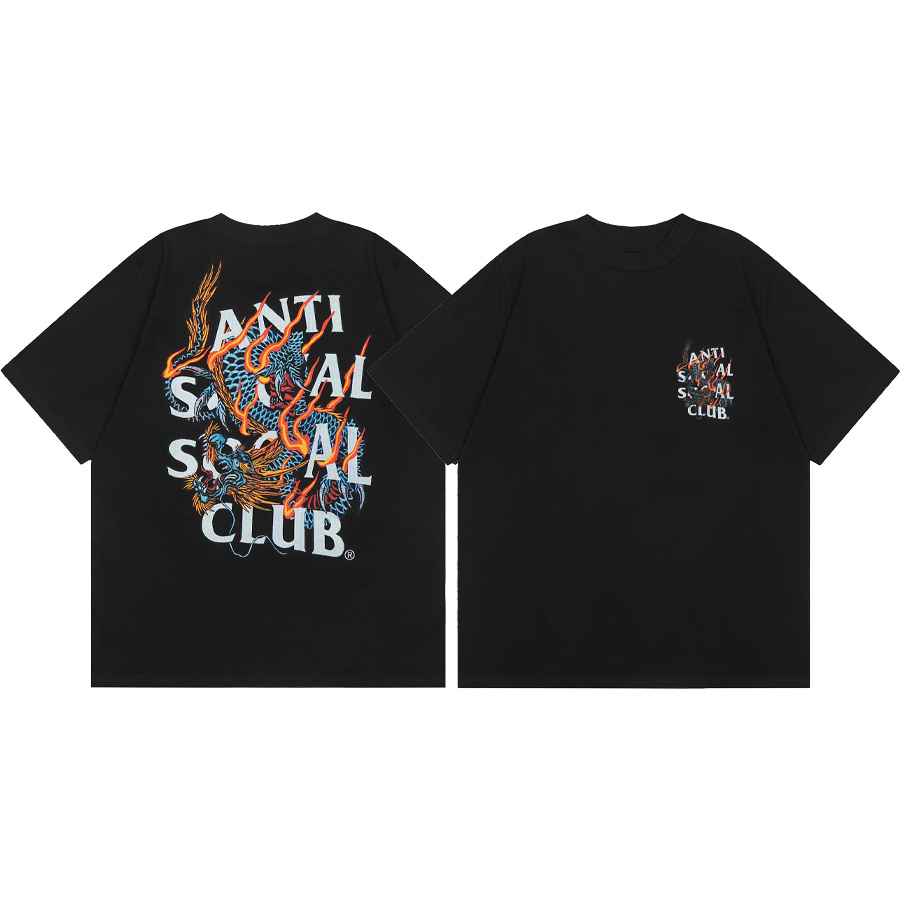 Versión correcta ASSC Club de dibujos animados relámpago impresión conjunta cuello redondo de los hombres Jersey pareja manga corta Camiseta moda