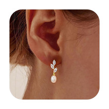 亚马逊外贸新品钻石婚礼珠宝耳环水钻叶子耳坠时尚百搭新娘饰品女