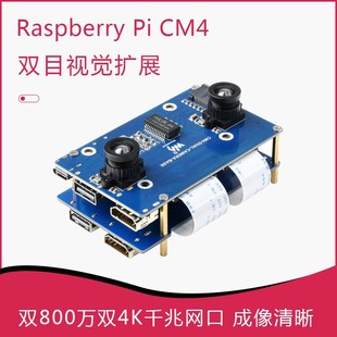CM4 Binocular Vision Camera Raspberry Pi Computing Module Expansion Board 8 million Pixel 4K Gigabit Port