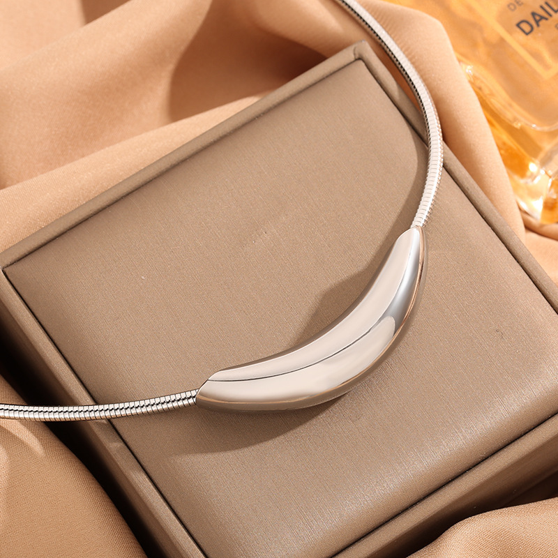Colar de aço titânio popular temperamento simples moda não desbota sentido avançado metal luz coluna cotovelo_voghion.com