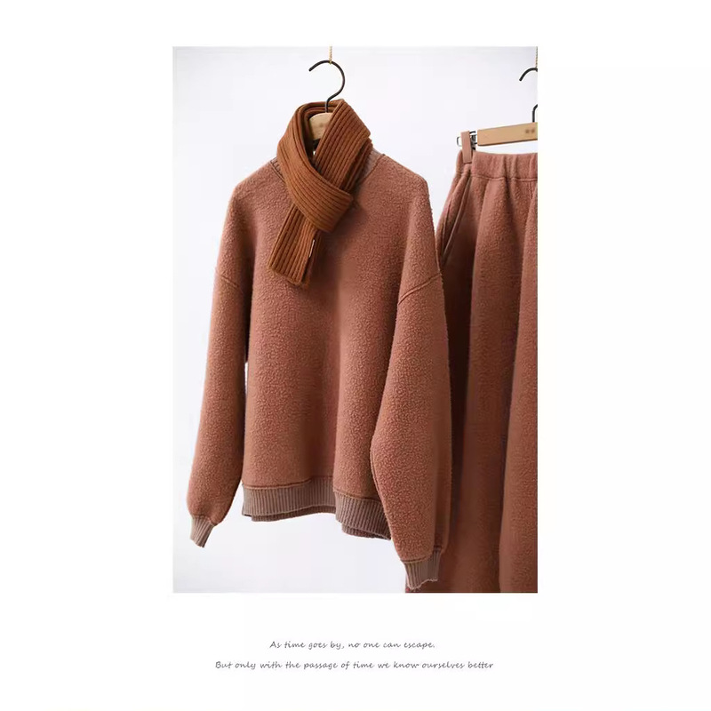 2024 autumn and winter new wool cotton super soft polar fleece fluffy Q bullet round neck pullover top sweater 2024 autumn and winter new wool cotton super soft polar fleece fluffy Q bullet round neck pullover top sweater