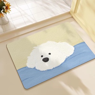 Cute Puppy Diatom Mud Floor Mat Bathroom Bathroom Absorbent Foot Mat Bedroom Foot Mat Non-Slip Mat Entrance Door Mat