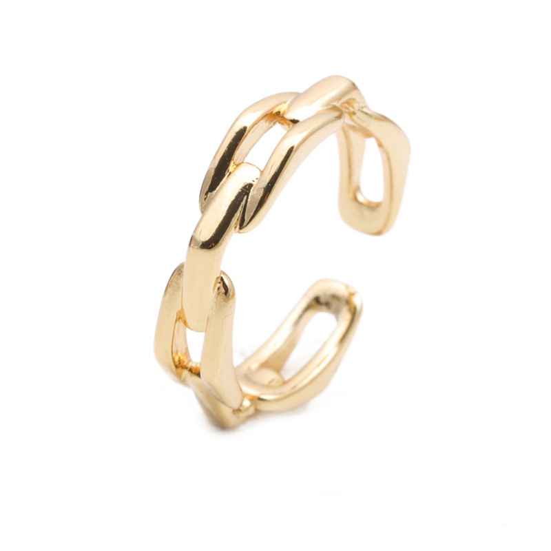 Mode Twisted Chain Button Open Ring display picture 7
