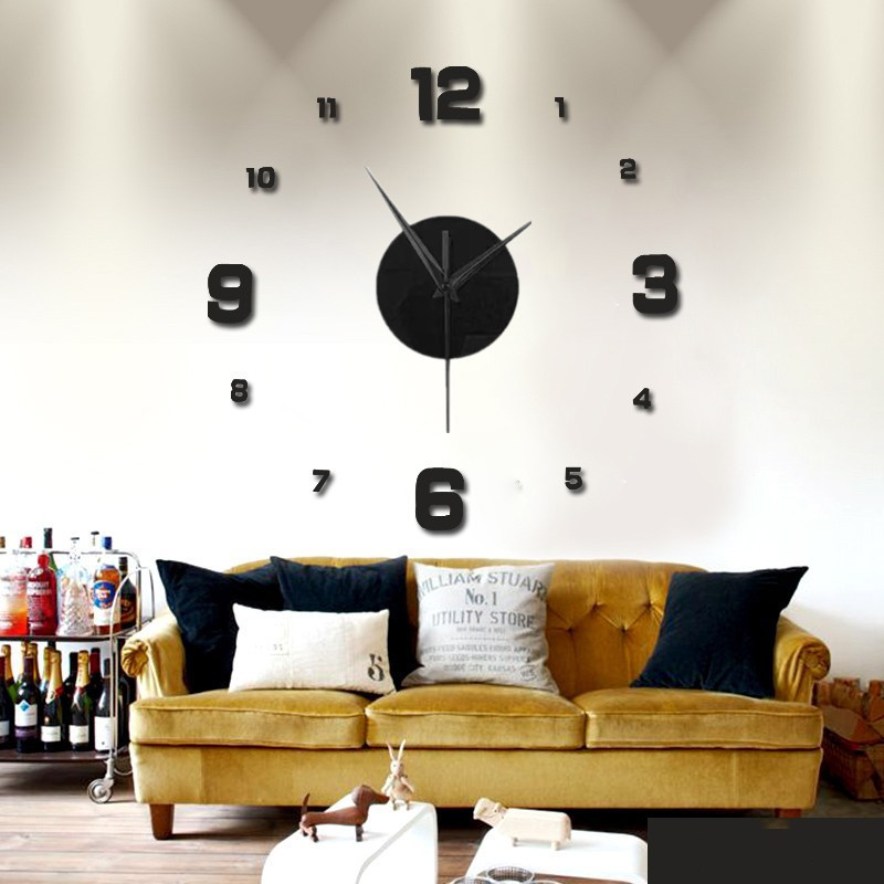 Sala de estar reloj creativo reloj Amazon simple nórdico Reloj de pared europeo y americano grande DIY etiqueta de la pared reloj 3Dclock
