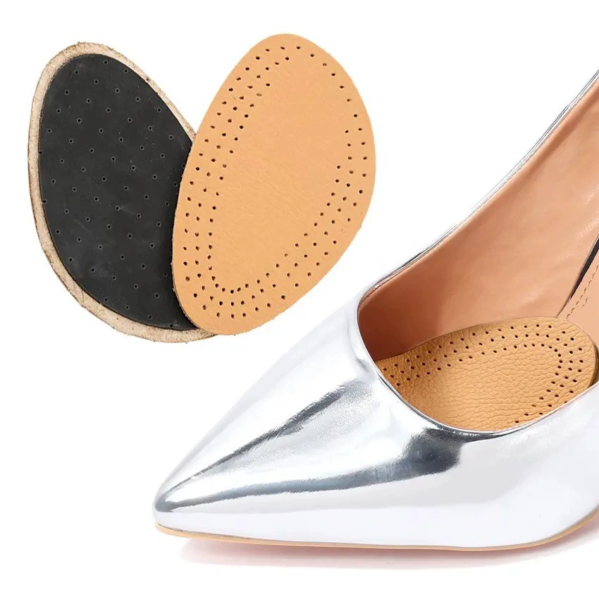 Туфли на высоком каблуке из воловьей кожи и латекса, подкладка для передней части стопы, Женская Нескользящая противоболезненная дышащая впитывающая пот стелька, утолщенная Противоизносная обувь половинного размера