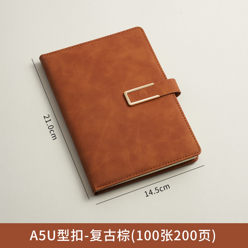 A5 cuaderno de notas logotipo de oficina de negocios regalos de cuero suave grueso de alto valor de la cara hebilla cuaderno de notas caja de regalo
