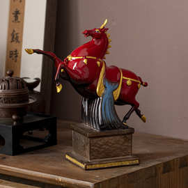红色陶瓷马马到成功陶瓷工艺品乔迁开业领导长辈礼物年会企业礼品