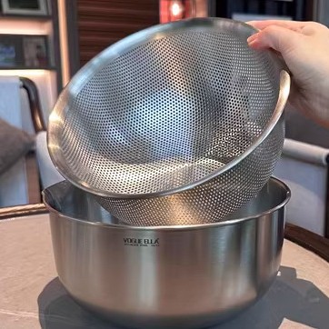 [Auto-retenido] 316 Acero inoxidable drenaje cesta de lavado de vegetales lavabo de doble capa de drenaje cuenca de frutas cuenca agua filtrado arroz lavado cesta