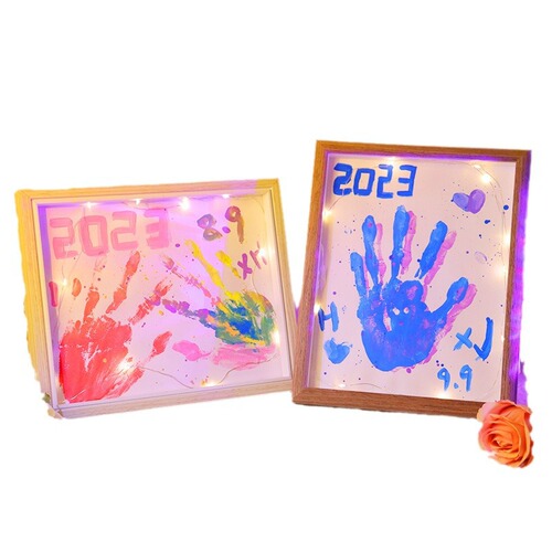 12-color DIY Couple Handprint Photo Frame, Handprint and Palmprint, Baby 100th Day Anniversary Gift for Boyfriend/Girlfriend/Friend