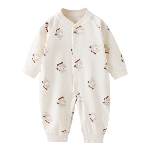 2024 Spring and Summer Baby Onesies Baby Pure Cotton Cover Up Clothes Children's Boneless Long Sleeve Romper Clothes Bobi Bear