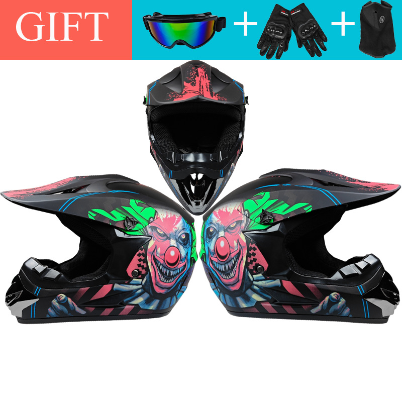 Motosiklet kaskı (dəbilqə) — Diàndòngchē Mountain Bike Downhill - clown-with-goggles-gloves-mask-s