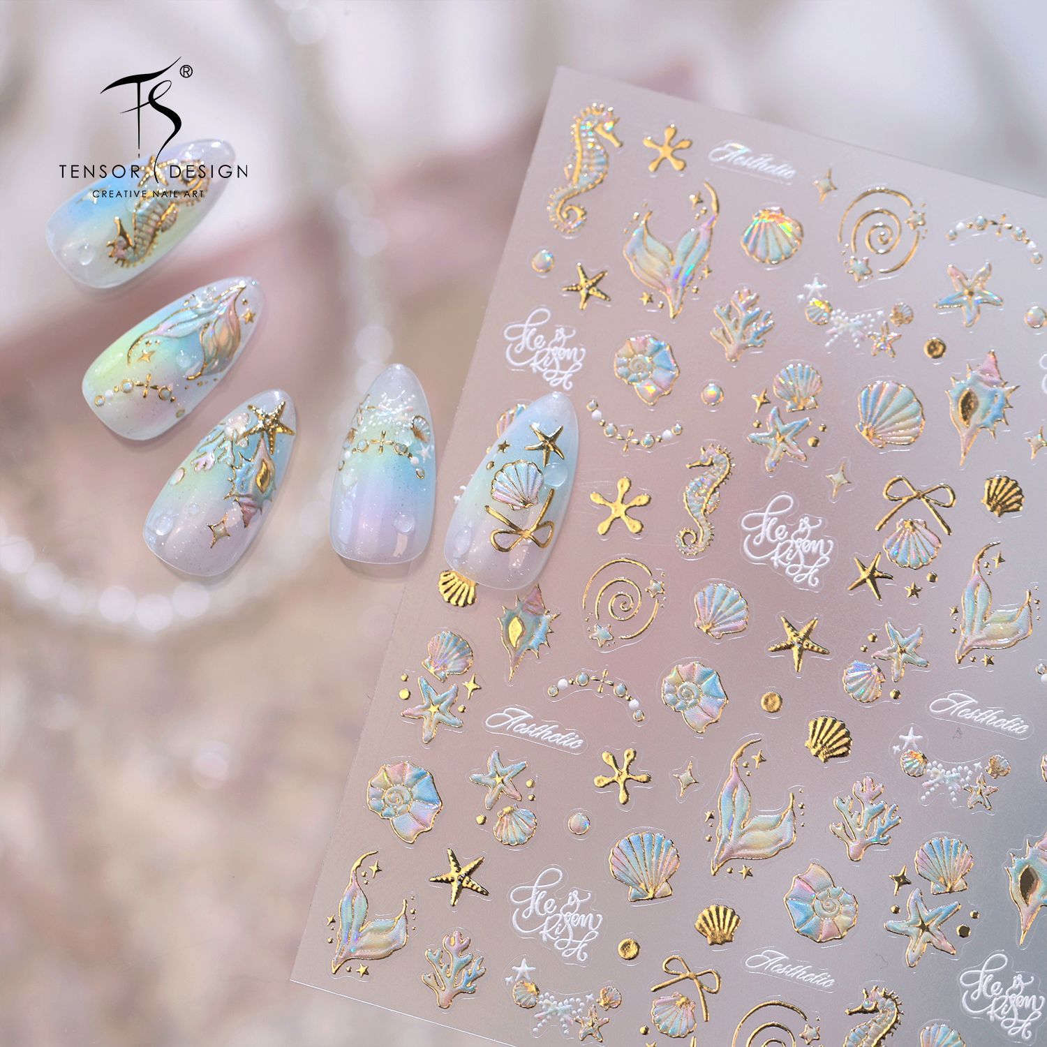 Moji Ocean Style Shell Starfish Nail Art Stickers M1464 Summer Jellyfish Small Fish Seahorse Coral Mermaid Series