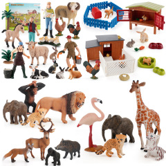 子供用動物セット、大きなギフト、ポータブル模擬野生動物象とライオンモデルの装飾品おもちゃセット