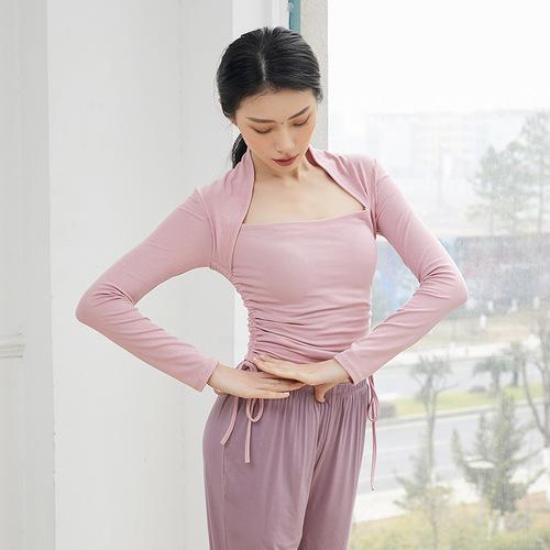 Pure desire style early autumn dance clothing women's drawstring long-sleeved top Latin dance adult body yoga practice clothing