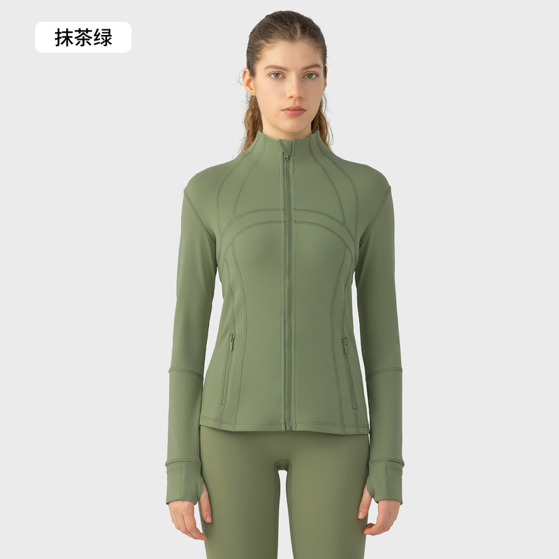 新款立领防风锦纶弹力拉链跑步长袖瑜伽服运动外套夹克女Z18031|undefined