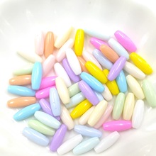 批发4x12mm玻璃珠春天色椭圆形米珠橄榄珠diy儿童串珠手链项链配