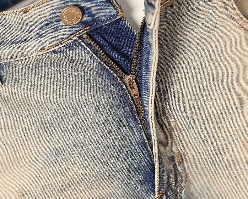 Vintage Denim Jeans For Men Distressed Wide Leg Patchwork Retro_voghion.com