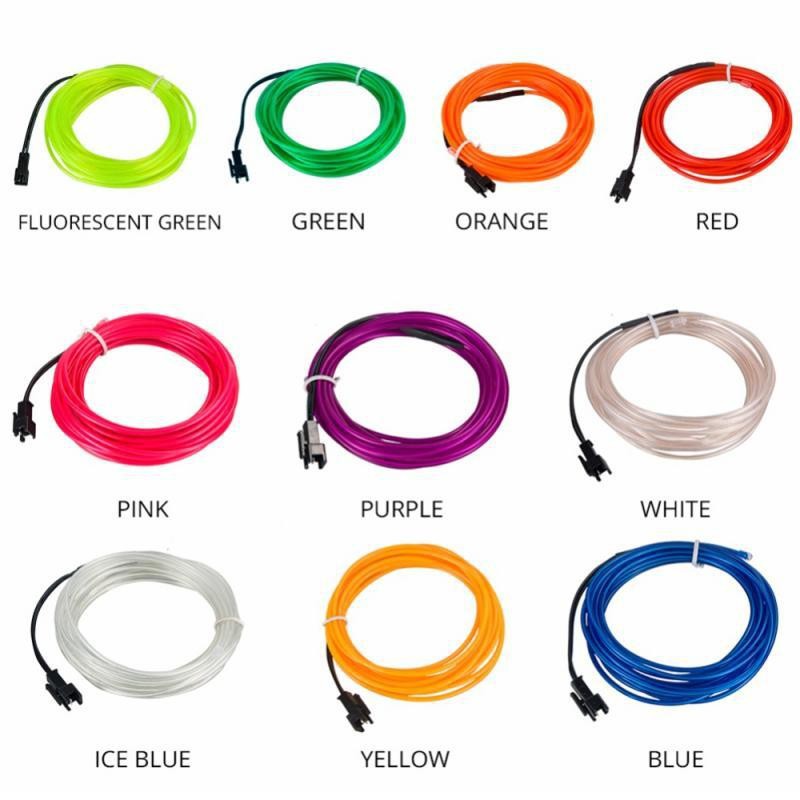 4m Car Led Cold Light Strip with Edge, 4m Meter Interior Atmosphere Light Strip, Clip-On Light-Emitting Strip, Cigarette Lighter, 9 Colors