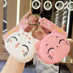 Creative Cartoon Cat Wallet Keychain Cute Pendant Delicate Backpack Pendant Coin Earphone Storage Wholesale 