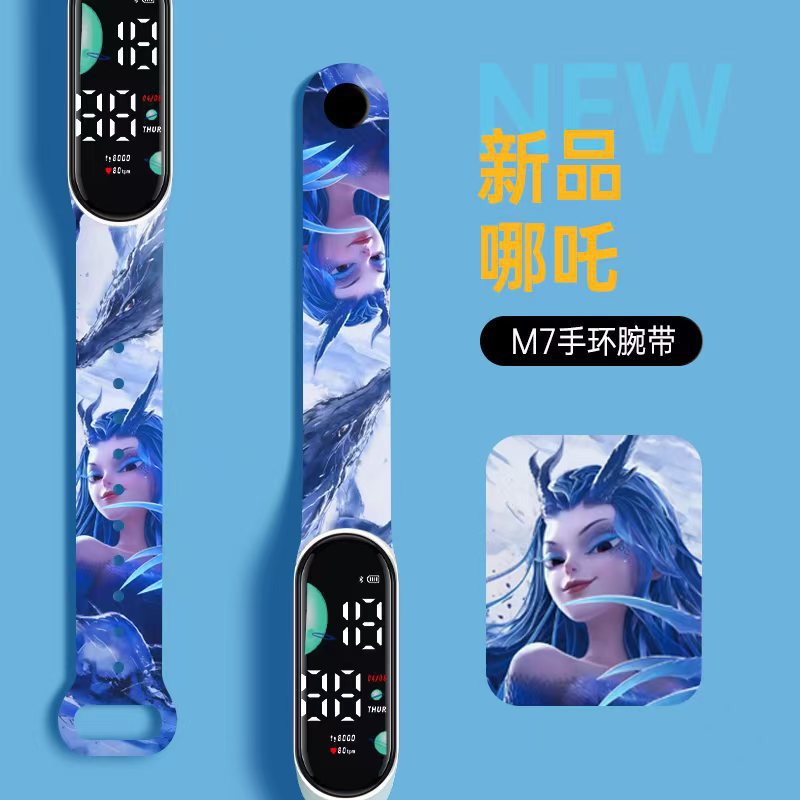 2025 reino nueva correa impresa M9LED pulsera de dibujos animados de anime táctil impermeable Nezha 2 reloj electrónico Magic Boy