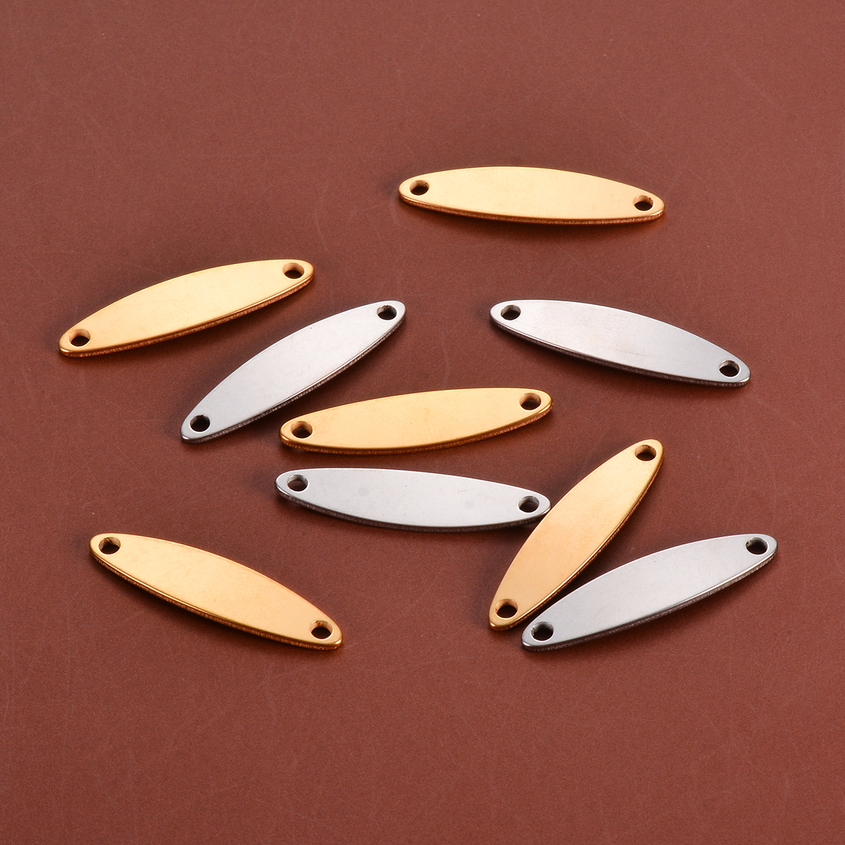 Customization Laser Engraving, Solid Color Pattern Casual, Streetwear Style 20 PCS/Package 6*25mm 304 Stainless Steel Customization Laser Engraving Solid Color Pendant DIY Jewelry Accessories