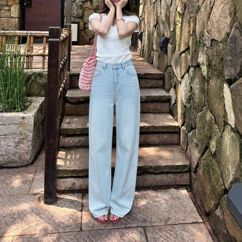 Air Conditioning Magic Pants High-Waisted Straight-Leg Lyocell Jeans for Women, Summer Tencel Drape Loose Slimming Wide-Leg Floor-Length Pants Air Conditioning Magic Pants High-Waisted Straight-Leg Lyocell Jeans for Women, Summer Tencel Drape Loose Slimming Wide-Leg Floor-Length Pants