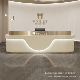 Simple Modern Beauty Salon Cashier Stainless Steel Clothing Store Bar Trendy Barber Shop Front Desk Reception Desk Bar