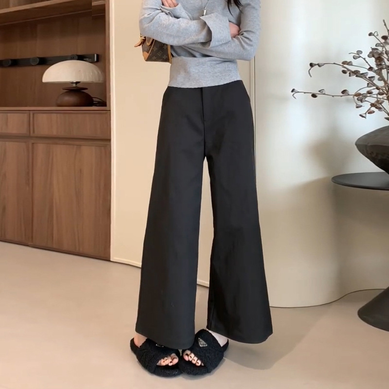 Pantalones anchos de nueve puntos blancos, modelos de primavera y verano para mujer, pantalones de pierna recta casuales de gran tamaño sueltos de cintura alta y holgados de todo fósforo con sentido de la moda