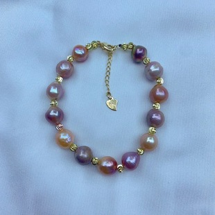 Street Vendor's Natural Freshwater Cultured Pearls, Irregular Edison Colorful Baroque Bracelet, One-Piece Wholesale, Light Luxury Style