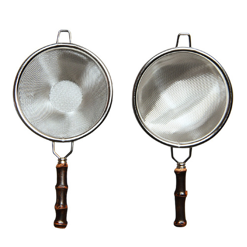 Purple bamboo handle stainless steel tea strainer, tea strainer, tea brewer, Chinese Kung Fu tea set, tea ceremony spare parts