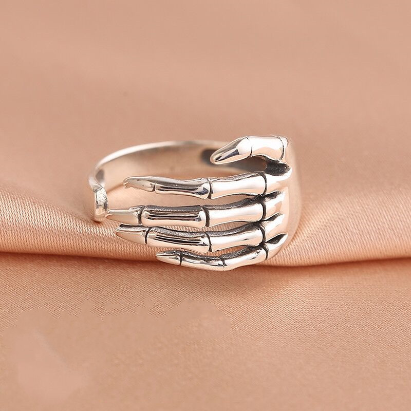 Punk retro apenado flor en forma de serpiente anillo de la estrella personalidad de alto sentido plata tailandesa Hipster anillo de entrega de una sola pieza femenina