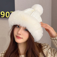 秋冬季新款可爱毛线帽子女韩版大头围针织帽加厚显脸小保暖冷帽