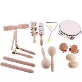 Traje DE REGISTRO DE Orff traje de madera doble campana tambor madera arena huevo palo traje