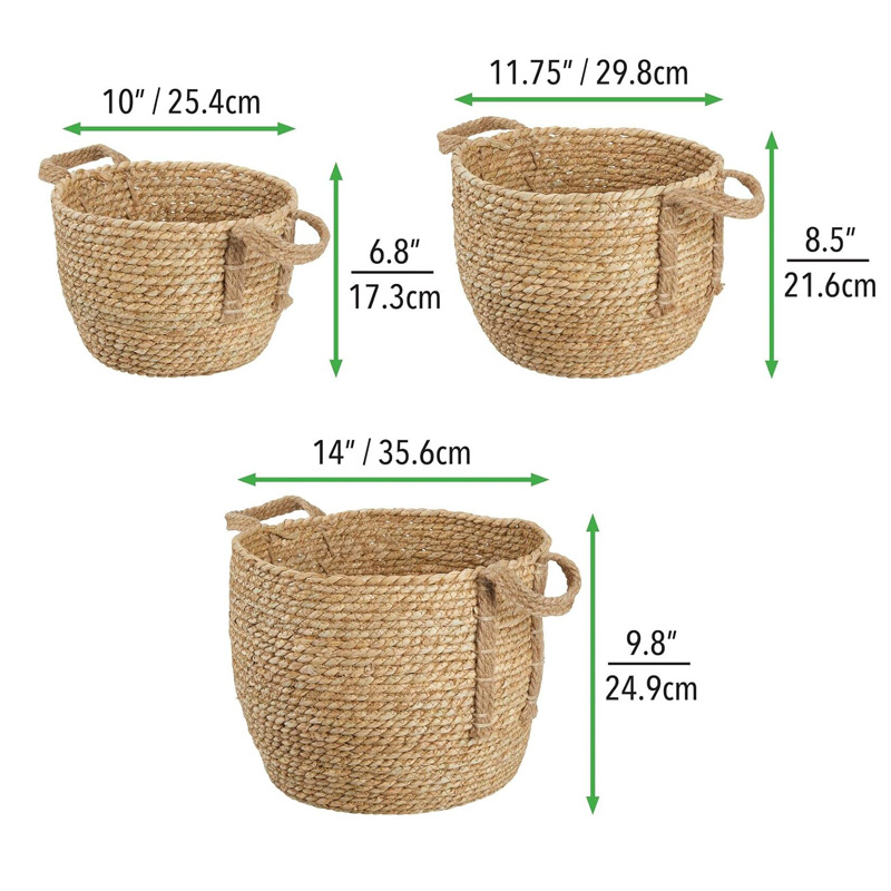Amazon Hot Sale Cesta de almacenamiento de tejido de paja Cesta de almacenamiento de tejido Cesta de almacenamiento de cestas de tejido de caña Cesta de almacenamiento de basura