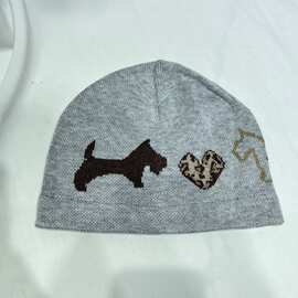 韩国ins爱心小狗针织帽女秋冬时尚冷帽百搭街头薄款套头毛线帽男