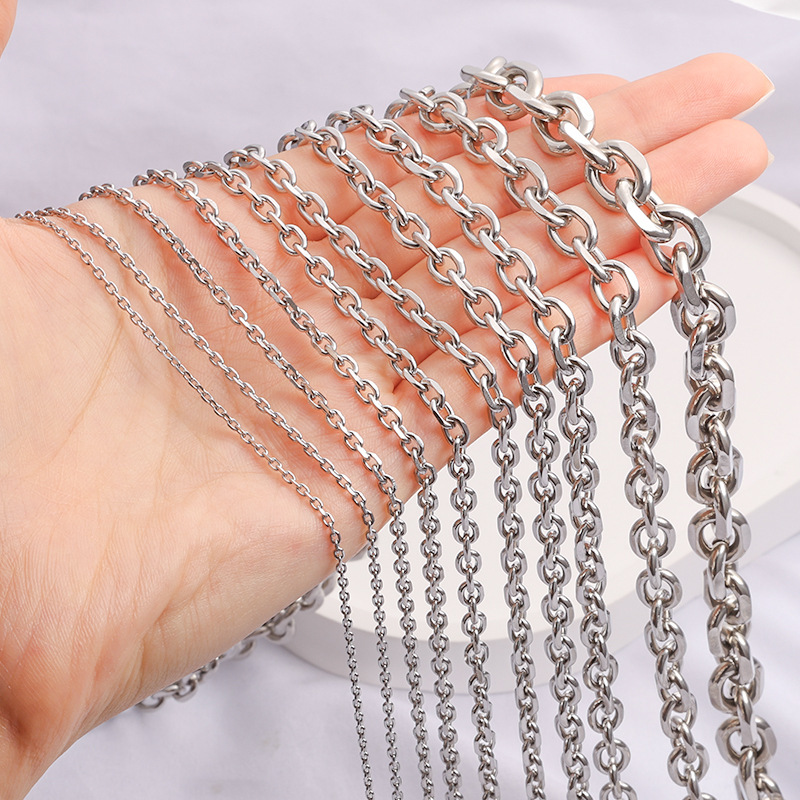 10g Weight 1 Piece 304 Stainless Steel Elliptical Split Angle Chain Jewelry Accessories