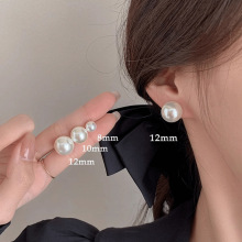 高级感大珍珠耳钉耳夹女925银针2024年新款爆款高端耳环耳扣耳饰