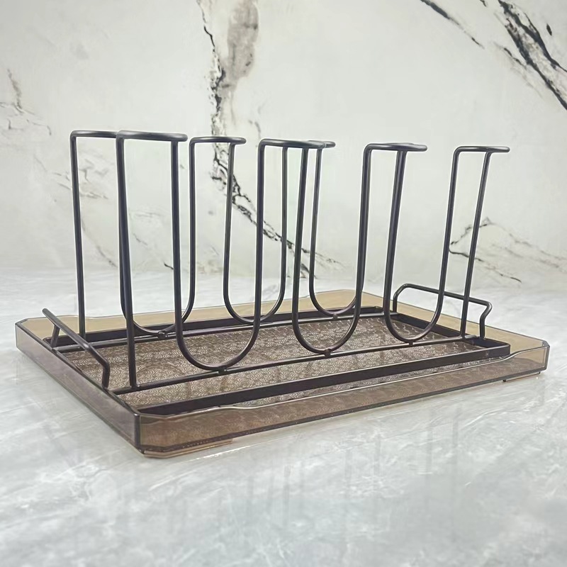 8위치 플랫하이 컵홀더(브라운) + 투명트레이