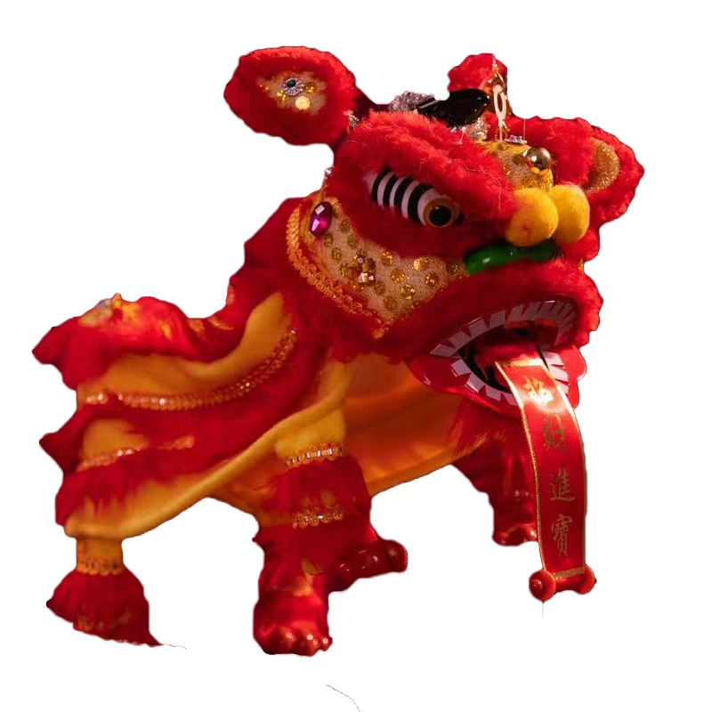 Традиционный китайский танцевальный орнамент в виде льва для открытия нового дома, танцевальный лев ручной работы, талисман на год змеи, веревочная кукла-лев с мигающими глазами для праздничных торжеств.