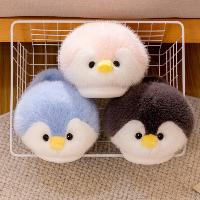 冬の新型のかわいい柔らかい萌えのペンギンのスリッパの家庭の厚い底の室内の保温のカップルの項のペンギンの毛羽立ちの靴|undefined