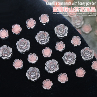 New ice transparent honey sugar powder Camellia nail accessories Internet celebrity size rose fine flash resin nail decorations