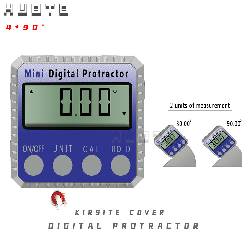 HUOTO 4*90度倾角仪数显倾角盒角度仪水平仪坡度仪锌合金外壳