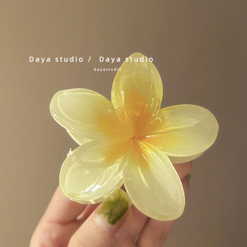 花朵抓夹大号鸡蛋花发夹女新款后脑勺盘发鲨鱼夹夹子头饰发卡|undefined