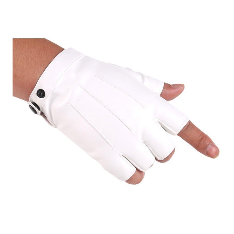 Hombres y mujeres de tres vías de cuero costilla medio dedo guantes multi-color hip hop fino pu club nocturno de las mujeres de la Danza del rendimiento