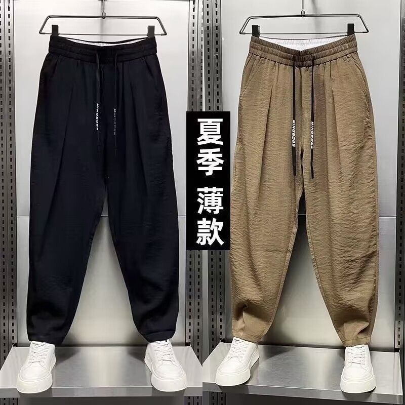 Men's Linen Thin Large Size Loose Breathable Casual Pants Straight Stretch Quick-Dry Sports Casual Slim-Fit Pants Wholesale