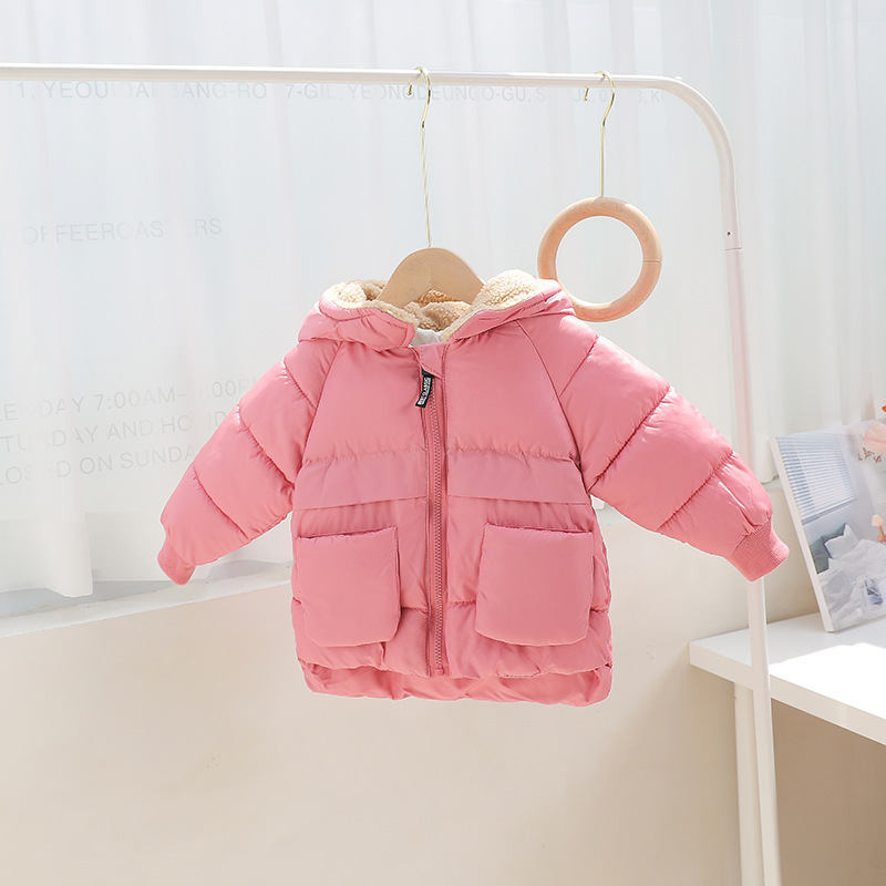 Niños y niñas, chaqueta de algodón, chaqueta de algodón, chaqueta de cordero de cachemira 2025, nuevo otoño y invierno corto, chaqueta de calentamiento con capuzas gruesas