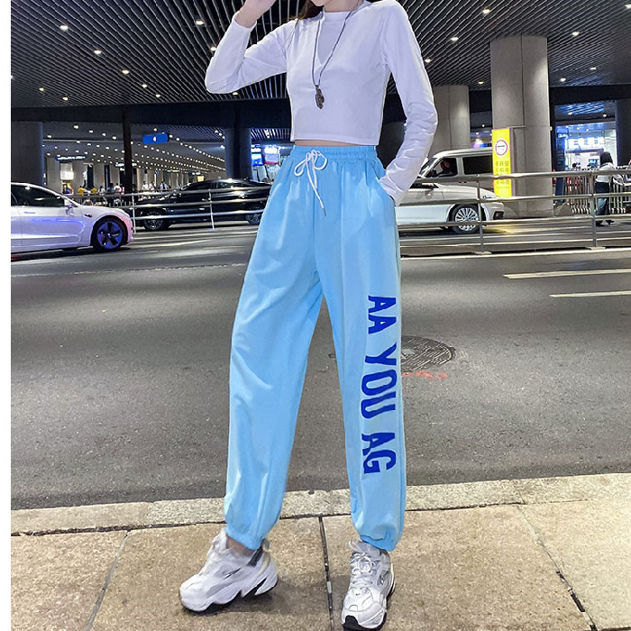 女性用クロスボーダーホットセールスポーツパンツ、2025年夏新作プリントハーレムパンツ、女性用ヒップホップファッションカジュアルレギンス、トレンディ|undefined