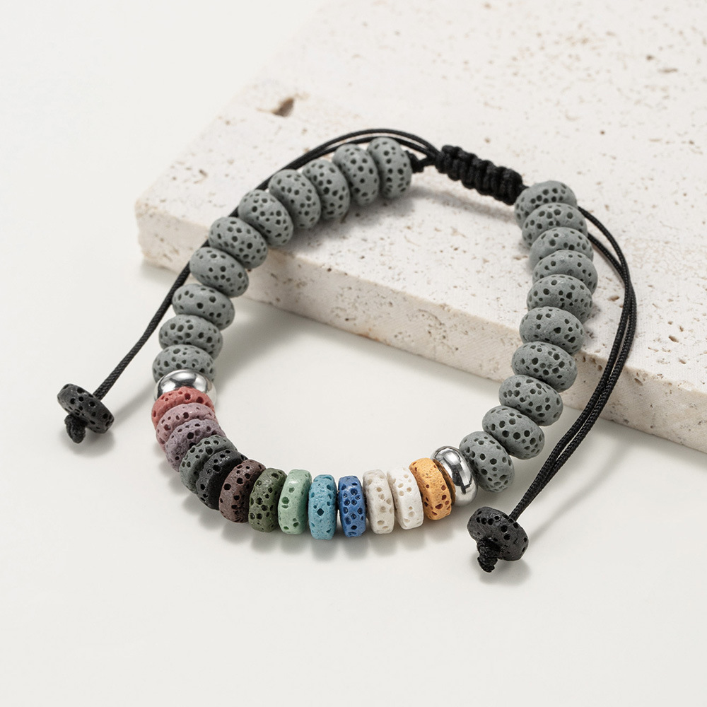 Casual Simple Style Geometric Volcanic Rock Drawstring Bracelets In Bulk display picture 38