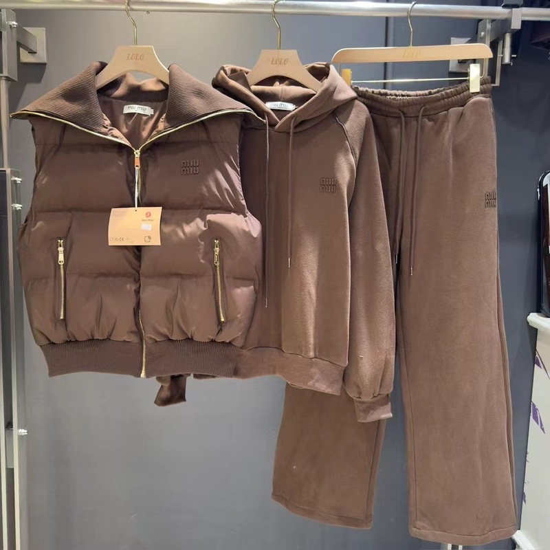 潮牌25ss秋冬新款三件套棉服马甲前后工艺+卫衣加绒加厚搭配马甲|undefined